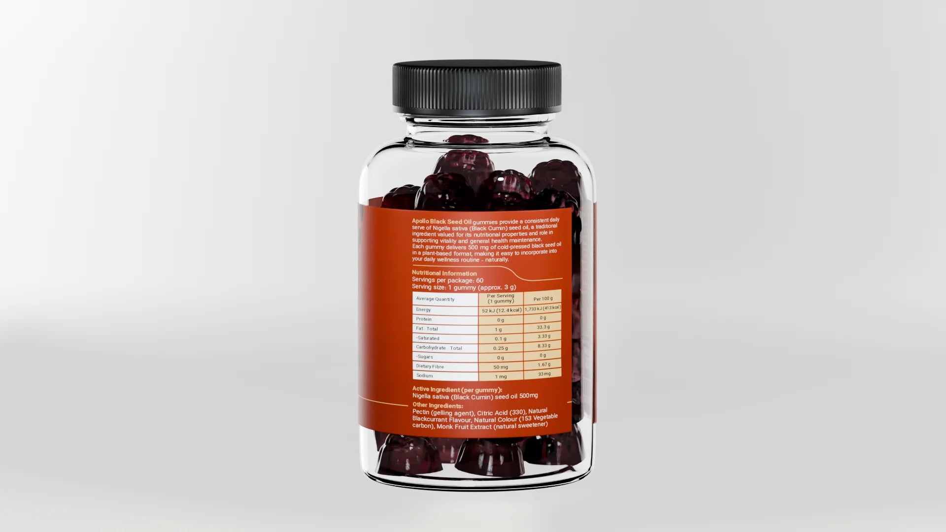 Apollo Black Seed Oil Gummies 60p/jar
