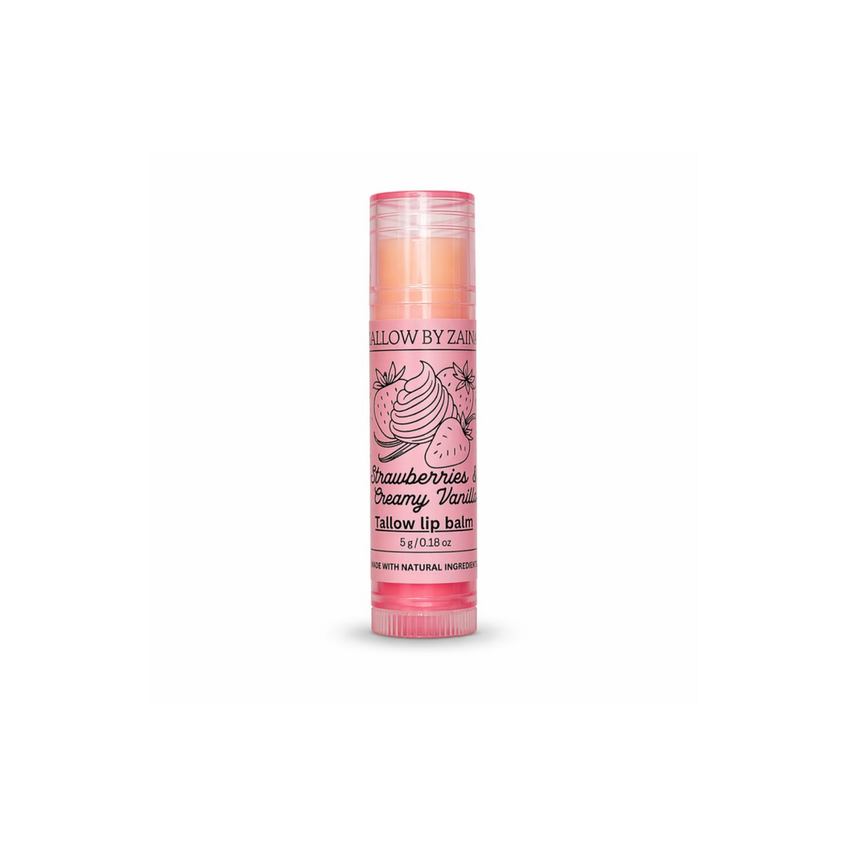 Tallow By Zainab Tallow Blend Lip Balm Blend 5g Strawberries & Creamy Vanilla