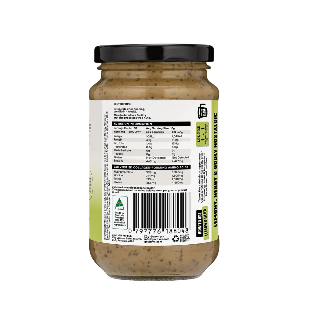 Gevity Lemon & Herb Bone Broth Body Glue 390g