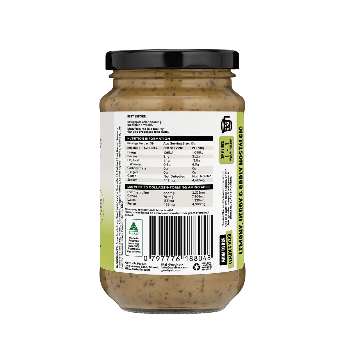 Gevity Lemon & Herb Bone Broth Body Glue 390g