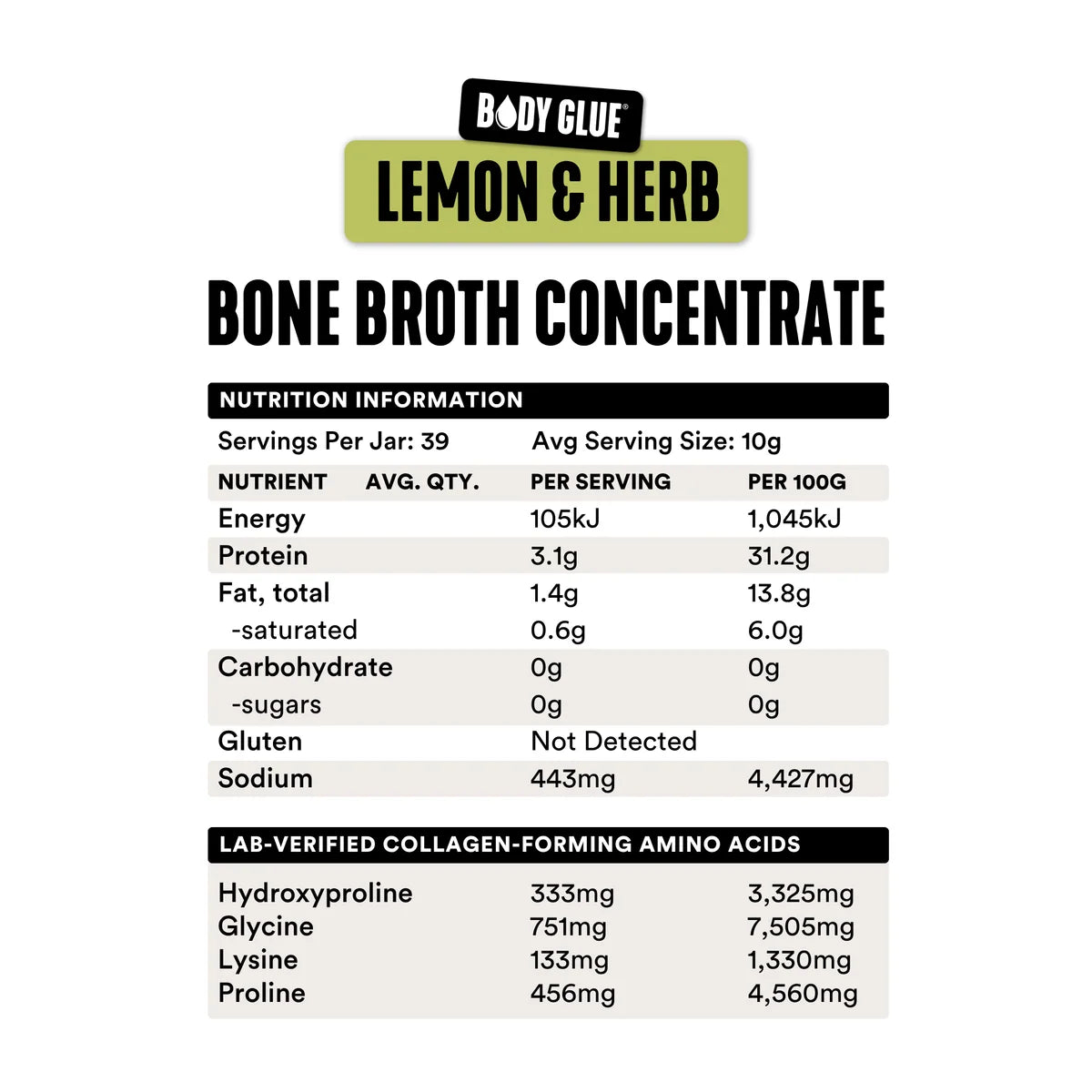 Gevity Lemon & Herb Bone Broth Body Glue 390g