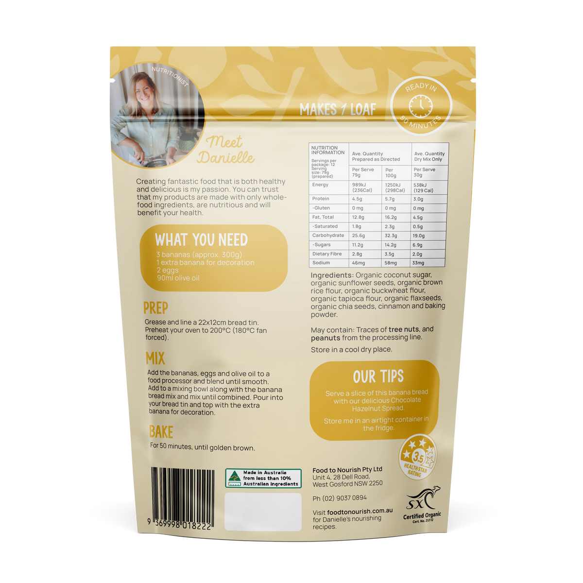 Food To Nourish Bread Mix Banana 360g