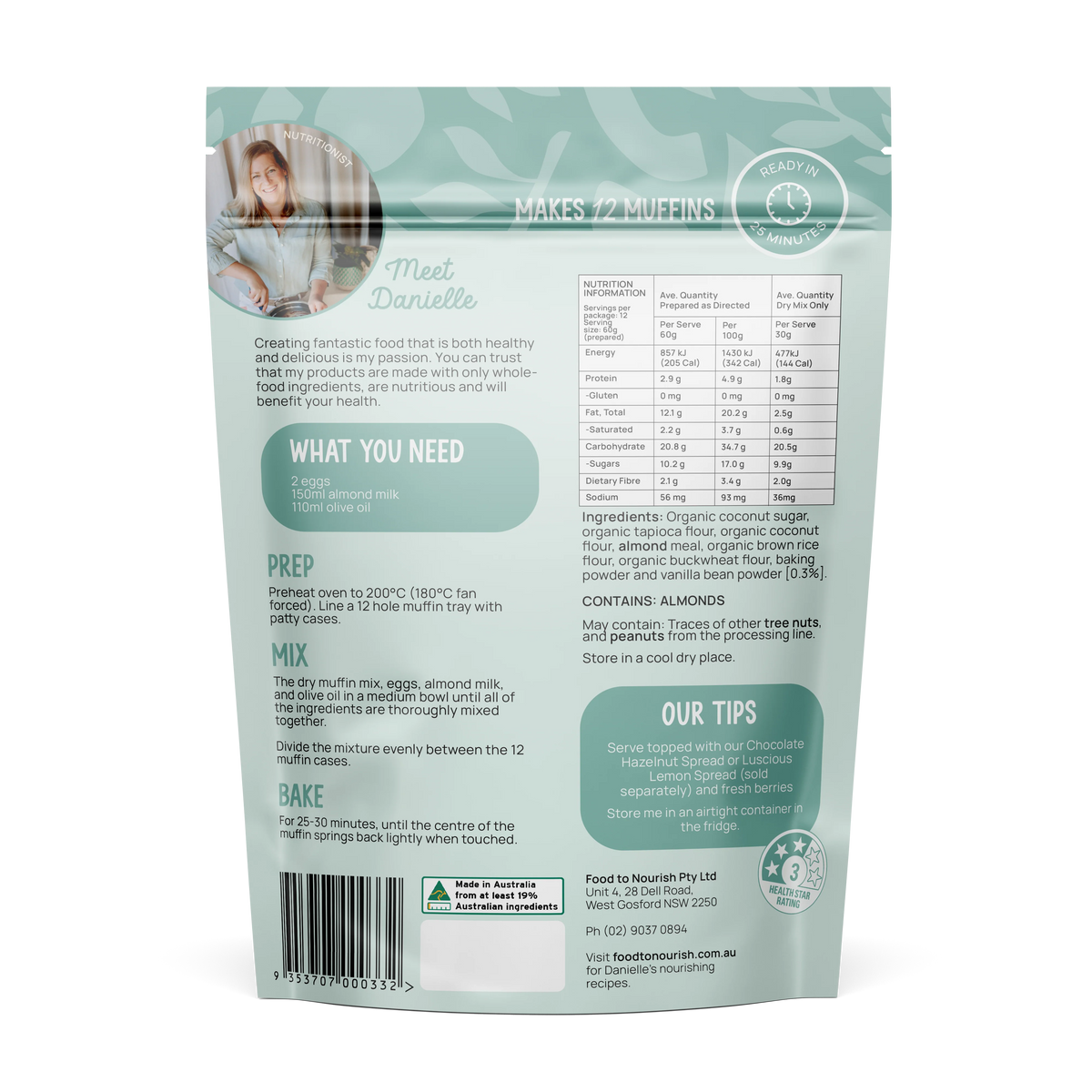 Food To Nourish Muffin Mix Vanilla 360g