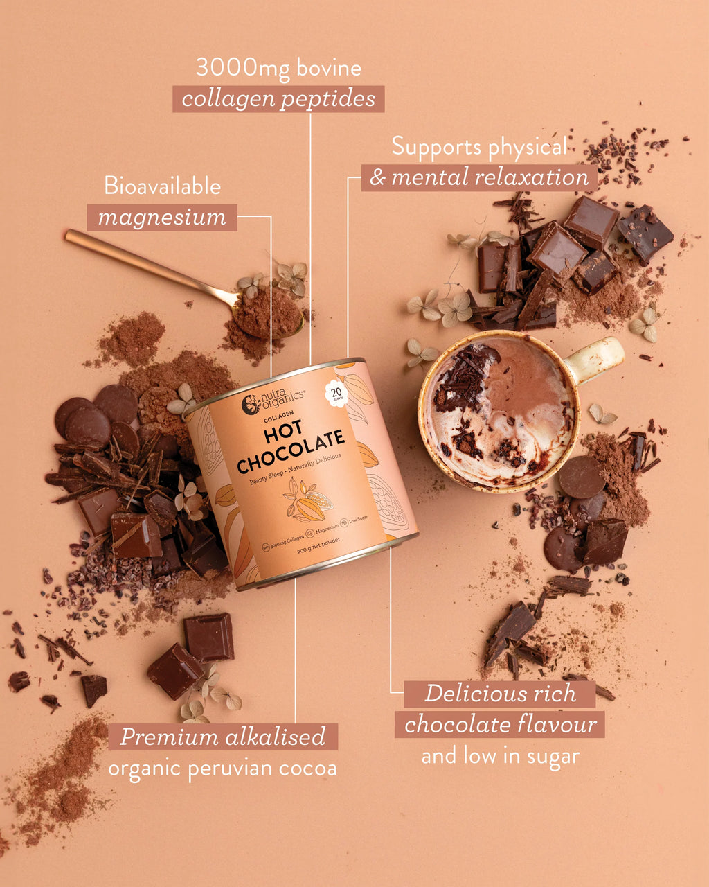 Nutra Organics Collagen Hot Chocolate 200g