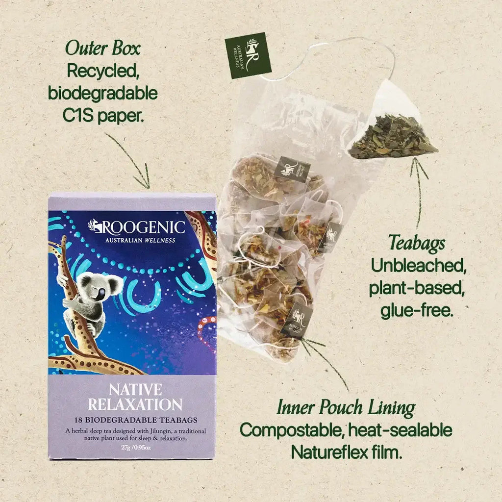 ROOGENIC AUSTRALIAN WELLNESS SLEEP TEA HERBAL FLORAL INFUSION X 8 TEABAGS