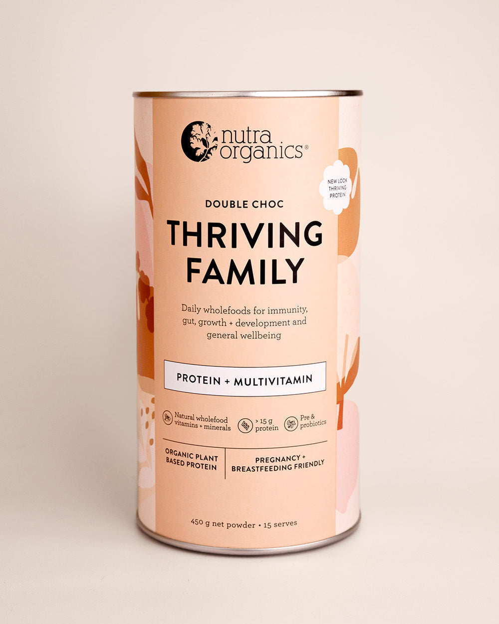 Nutra Organics Thriving Family Protein Double Choc 450g