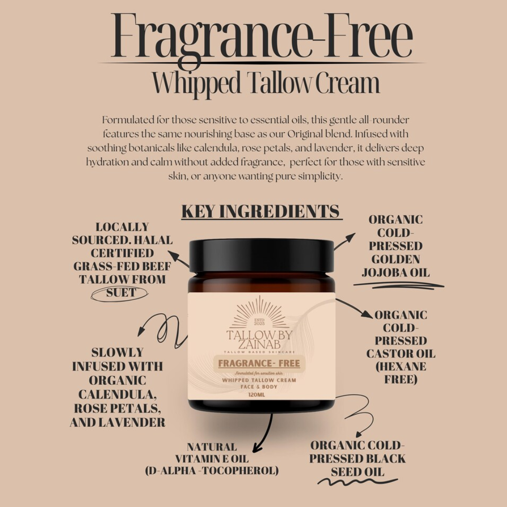 Tallow By Zainab Fragrance Free Whipped Tallow Cream - 120ml
